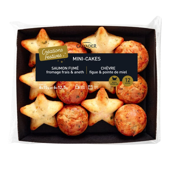 Mini cake saumon fumé fromage frais aneth, Mini étoile chèvre figue miel x12 (Disponible à partir du 14/12)