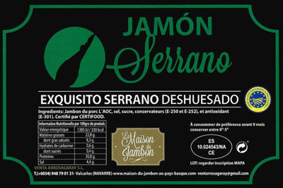Jambon Serrano 12-16 mois s/os ±3,5kg - Marbled Beef